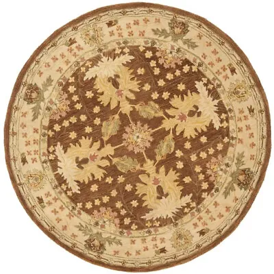 $329 • Buy Round William Morris Style Arts & Crafts Brown Wool Area Rug *FREE SHIPPING*