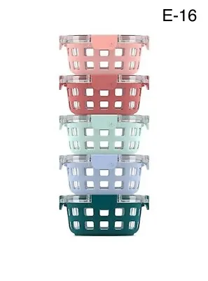 MEAL PREP CONTAINERS Glass Food Storage With Lids Melon Rounds 5 Pack ELLO • $25.60