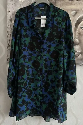 Stunning Blue Green EVANS Longline Blouse & Black Cami Top BNWT Plus Size 26 • £44.99