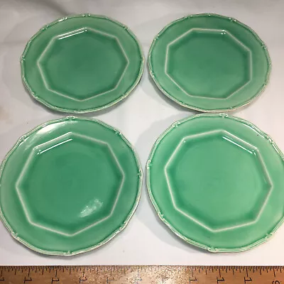 Vintage Antique Art Deco SET OF 4 20s 30s Moss Green Nouveau Bread Plates USA • $30