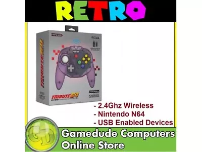 Retro-Bit Tribute 64 N64/USB 2.4Ghz Wireless Controller AtomicPurple-RB-N64-3193 • $95