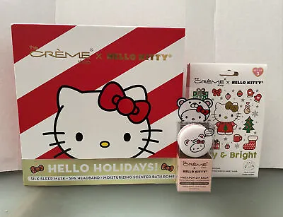 Creme Shop Hello Kitty 3PC Holiday Gift Set Macaron Lip Balm Sheet Masks Spa Lot • $54.98