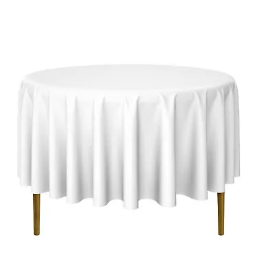 90  Round Polyester Fabric Tablecloths For Wedding Banquet - White • $11.95