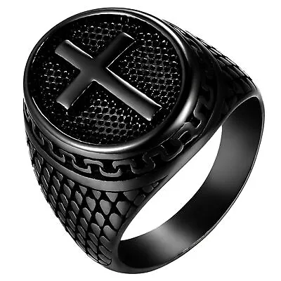 Vintage Stainless Steel Crucifix Cross Ring For Men Women Christian Gift • $10.44