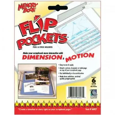 Memory Book Flip Pockets Peel & Stick Holders 4 X6  6/Pkg-  66027 • $9.99