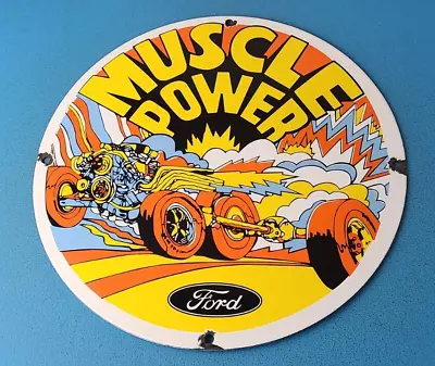 Vintage Ford Muscle Power Sign - Automobile Service Station Gas Pump Sign • $133.37