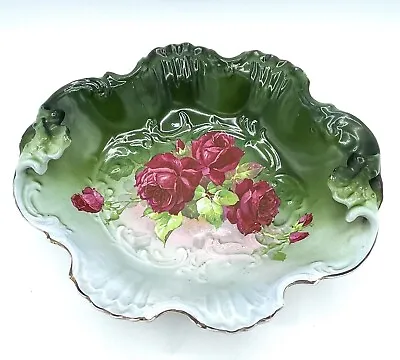 Antique 1898 La Belle China Bowl American Beauty Scalloped Side Handles Rare • $65