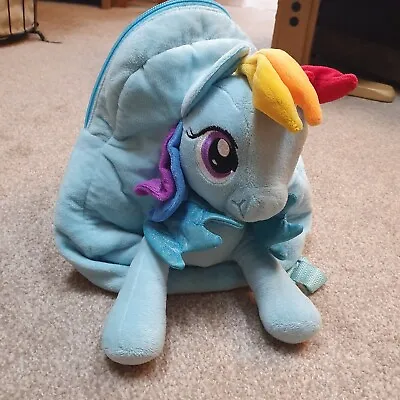 My Little Pony Rainbow Dash Plush Backpack Bag Blue EUC • £7.99