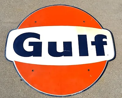 Vintage GULF Motor Oil Gas Station 1-sided Metal Advertising SIGN  • $2795