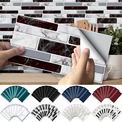 3D Peel And Stick Tile Stickers Bathroom Kitchen Wall Brick Mosaic Self Adhesive • £5.29