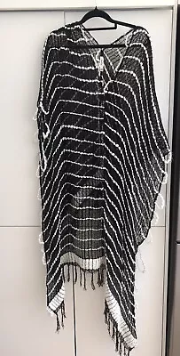 $19.99 • Buy TIGERLILY Black And White Stripe Kaftan Knit Dress Size One Size Multisize OS
