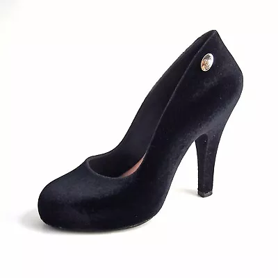 Vivienne Westwood X Melissa Heels Pumps Black Velvet Womens Shoe Size US 8 EU 39 • $229