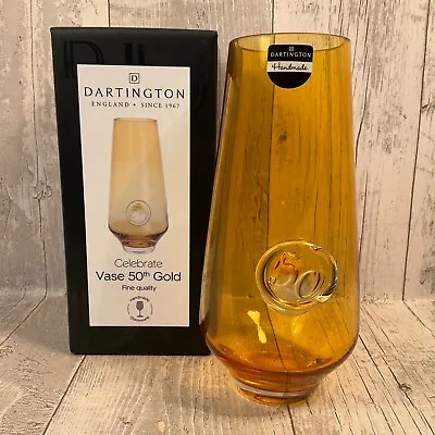 £19.99 • Buy Dartington Crystal Golden / Amber Glass Vase - 50th Anniversary