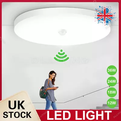 £8.99 • Buy Modern Led Ceiling Light Pir Motion Sensor Light Bathroom Kitchen Hallway Lamp
