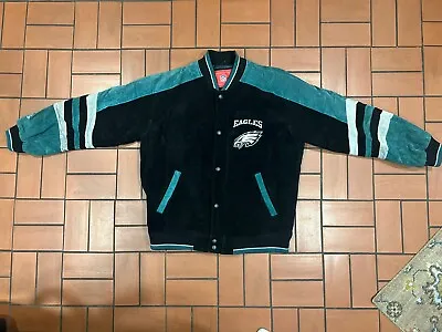 Vintage Philadelphia Eagles NFL Suede Leather Jacket Full Zip Men’s Large • $200