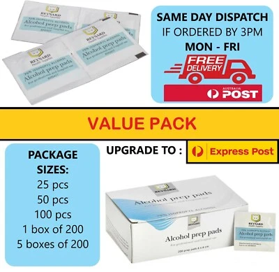 $1 • Buy Reynard Alcohol Wipes/Swabs/Pads - Medical Sterile Isopropyl 70%, 25 To 1000 QTY
