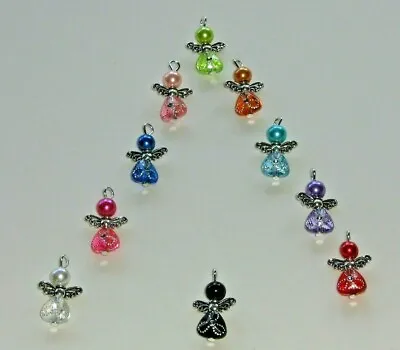 Angel Ornaments Charms Pendants Silver Plated Miniature 1  - Assorted Colors • $9.95