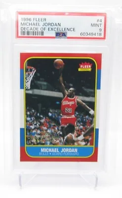 1996 Fleer Michael Jordan Decade Of Excellence #4 Basketball Card PSA 9 (A6) • $169.39