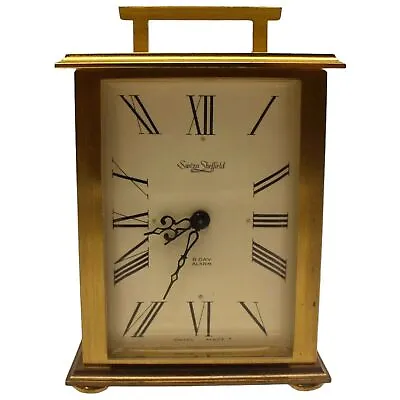 Vintage Swiza Sheffield 8 Day Brass Desk Clock W/ Alarm • $108.26