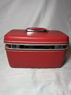 VINTAGE SAMSONITE SILHOUETTE RED TRAIN CASE NO KEY & MIRROR (1960's) • $28.47