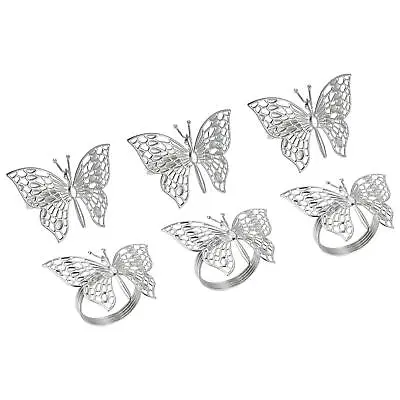 £12.03 • Buy Metal Napkin Rings, 6pcs Butterfly Napkin Ring Holder Buckle, Silver Tone