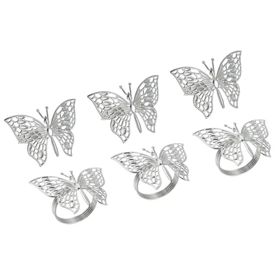 £12.03 • Buy Metal Napkin Rings, 6pcs Butterfly Napkin Ring Holder Buckle, Silver Tone