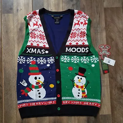 NEW Old River Sweater Vest Sz L Ugly Christmas Party Sweaters Knit Santa Snowmen • $24.99