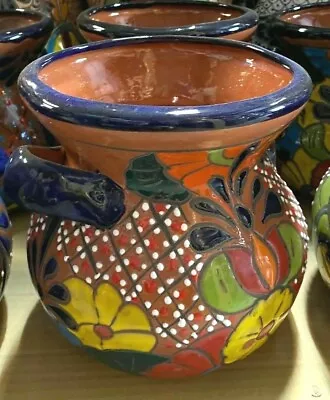 Mexican Clay Pottery - T-c Bean Planter With Handles  ***free Freight*** • $74.98