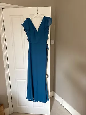 Blue Bridesmaid Dress With Short Sleeves And V Neck Adjusted To Fit Size 8 • £25