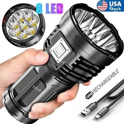 12000000LM Super Bright 8 LED Flashlight USB Rechargeable Torch Tactical Lights • $10.95