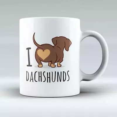 I Love Sausage Dog Cup 11 Oz Mug Ceramic Novelty Dachshund Lover Gift • £7.95