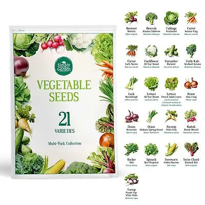 Vegetable Seed Pack 21 Varieties Grow Your Own Plants Carrot Lettuce Onion • £8.99