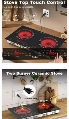 Cooksir 2 Burner Electric Cooktop - 24 Inch Ceramic Counter Top 110v-120v  • $109.99