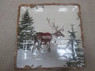 St Nicholas Square 14  Square Platter 'Moose' Snow Valley Platter Free Shipping • $84.99