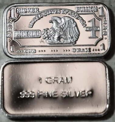 $11.99 • Buy (5) 1 Gram .999 Pure Silver Liberty Eagle Bar 12/22d