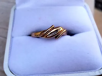 9ct Yellow Gold Ring With Dainty Diamonds Size O • $122.95