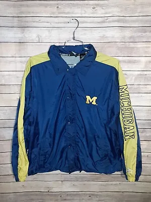 Vintage Starter NCAA Michigan Wolverines Mens Large Jacket Full Zip & Snaps READ • $44.99