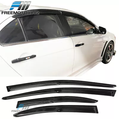 Fits 08-17 Mitsubishi Lancer & Evolution V2 Tape On Window Visors Acrylic 4 Pc • $28.98