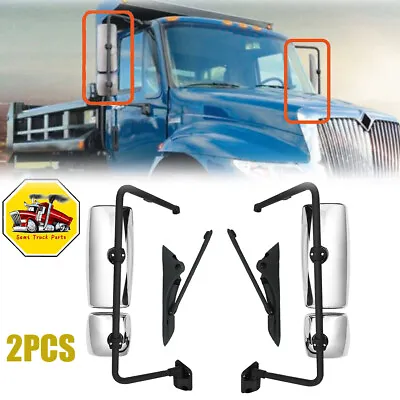 For 2002-2018 International 4300 4200 Chrome Door Mirror Pair Left & Right Side • $234.99