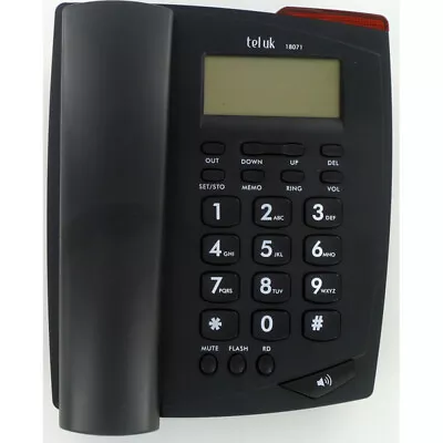 Tel UK Venice Phone Caller ID Corded Home Telephone Black  18071 Office Speaker • £16.99