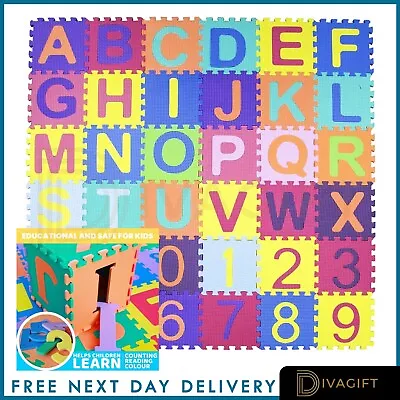 £8.77 • Buy 36pcs Play Mat Number Alphabet Kids Childrens Soft EVA Foam Jigsaw Puzzle Letter