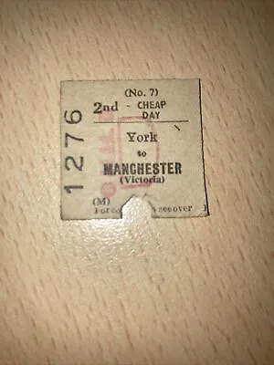 Half.  Railway Ticket;    (  York. To. Manchester Victoria.   ) • £1.50