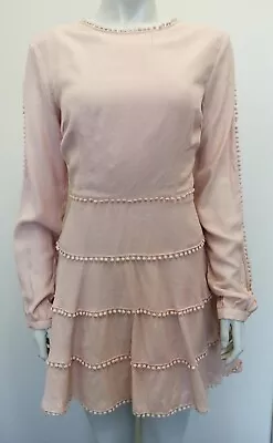 Finders Keepers Size M Lined Open-Back Long-Sleeve Peach Lined Short Dress • $27.50