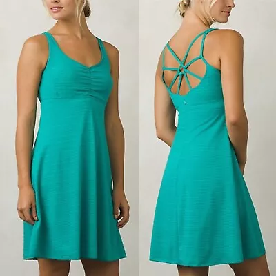 $29.98 • Buy Prana Rebecca Dragonfly Broken Stripe Dreaming Teal Athleisure Dress Size Medium