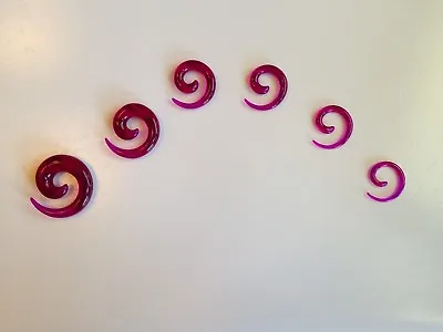 1 Pair 8g - 00g Purple Acrylic Spiral Tapers  Choose Your Size  • $1.99