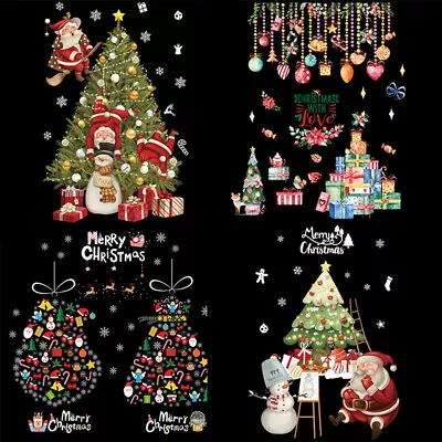 Christmas Window Wall Sticker Tree Santa Snowflake Snowman Art Decal Home Decor • £4.19