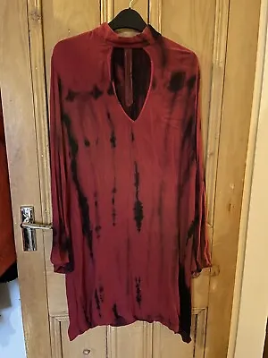 Missguided Red Tie Dye Dress Bell Sleeves Cut Out UK 10 • £6