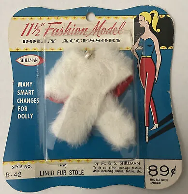 Rare Vintage Barbie Doll 11-1/2  Accessory Lined Fur Stole SHILLMAN Style B-42 • $44.99
