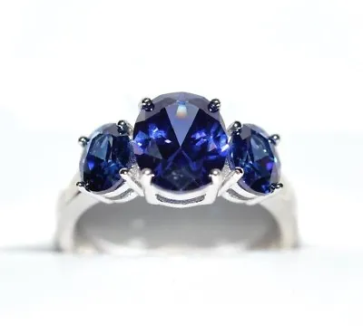7.25 CT    PREMIUM Simulated AAA TANZANITE  COCKTAIL  14K WHITE GOLD FILL S-7. • $109