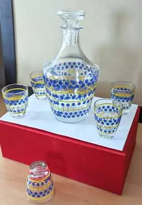 Vintage French Libby Mid Century Retro Barware Decanter & 5 Shots Glasses Set • $42.99